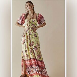 Free People Floral Bohemian Jumpsuit - Red and Yellow